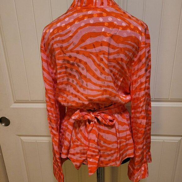 ASOS River Island Orange & Pink Zebra Print Blouse US 8 - Picture 2 of 6